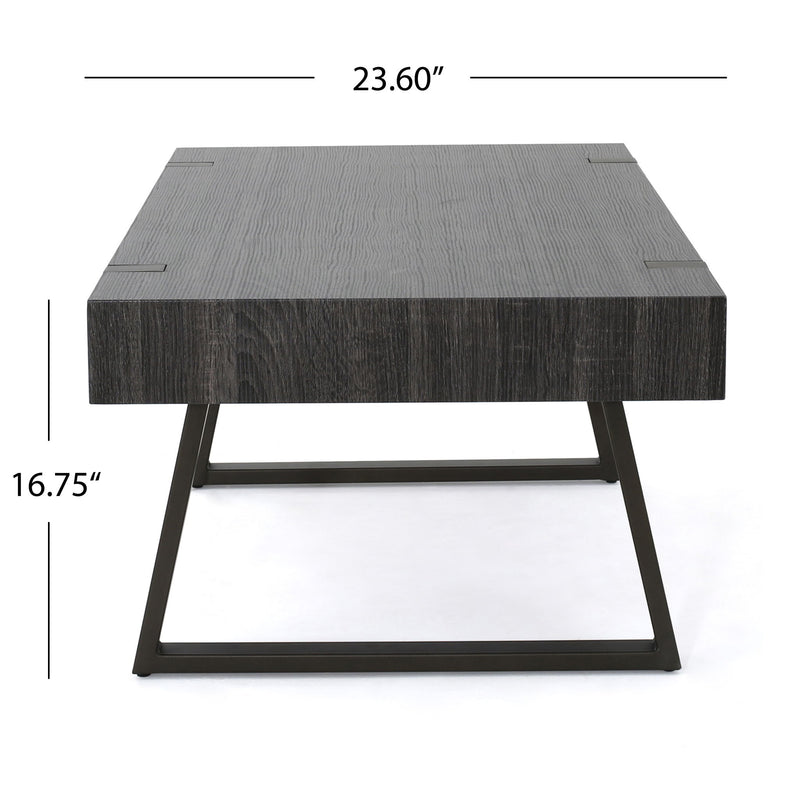 Abitha - Coffee Table With Industrial Powder Coated Metal Legs