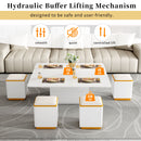 Lift Top Coffee Table With 4 Storage Stools