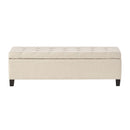 Storage Ottoman With Tufted Top And Pillow Soft Cushioning - Beige