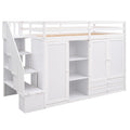 Loft Bed With 3 Shelves, 2 Wardrobes, 2 Drawers, Ladder Storage
