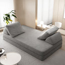 Multifunctional Convertible Sofa Bed With 2 Tumbler Backrests And 2 Pillows, Deep Seat Couch
