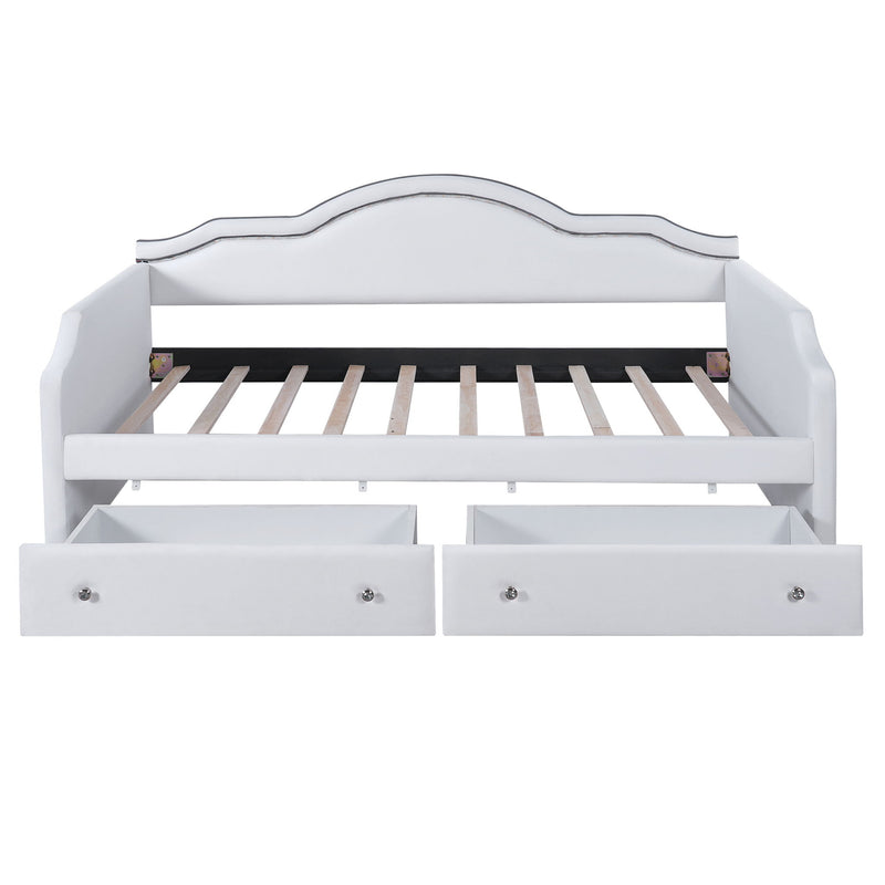 Upholstered Daybed With LED Lights And 2 Drawersme