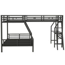Twin Over Full Bunk Bed With Loft And Desk, L-Shaped Design For 3 Sleepers - Black