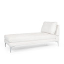 Fabric Upholstered Chaise Lounge With Iron Bracket Legs
