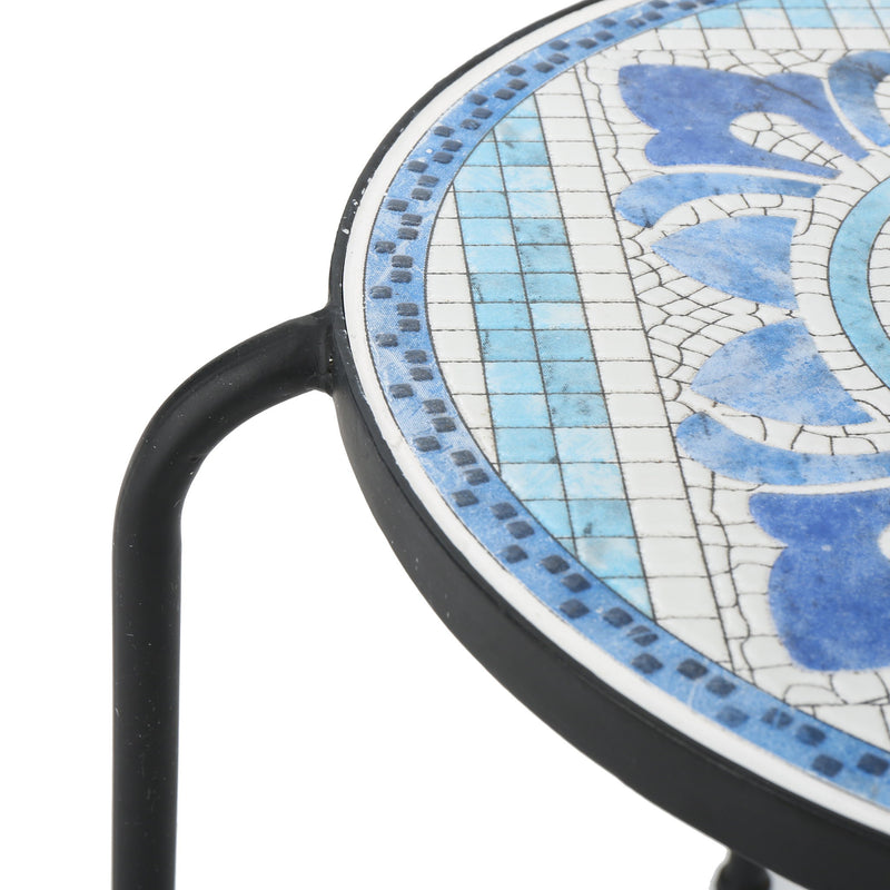 Skye - End Table - White / Blue