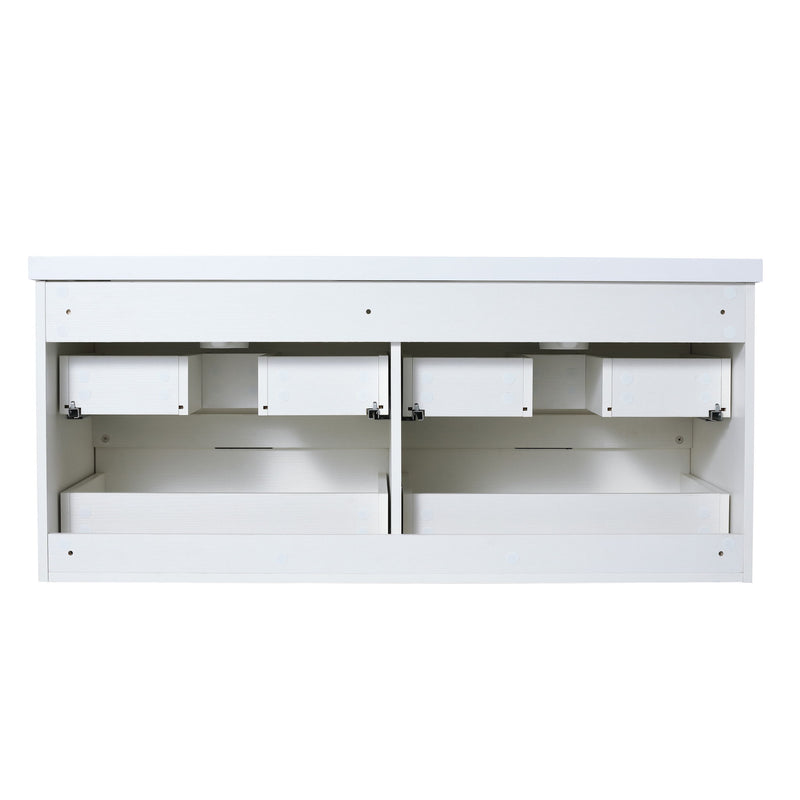 Modern Floating Bathroom Vanity With Dual Resin Sink, Soft Close Drawers