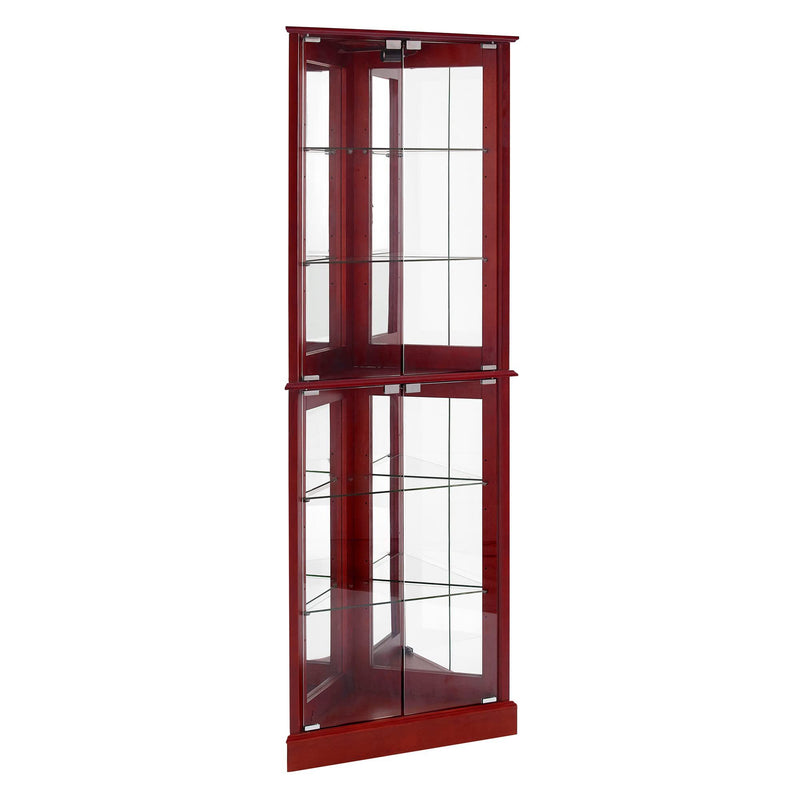 Corner Curio Dispaly Cabinet With Lights, Adjustable Tempered Glass Shelves, Mirrored Back (E26 Light Bulb Not Included)