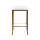 Backless Upholstered Counter Stool With Padded Seat - Ivory / Bronze