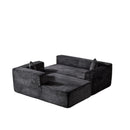 Compression Sectional Couch With Comfy Chaise, Boneless L Shape Sofa With Deep Seat