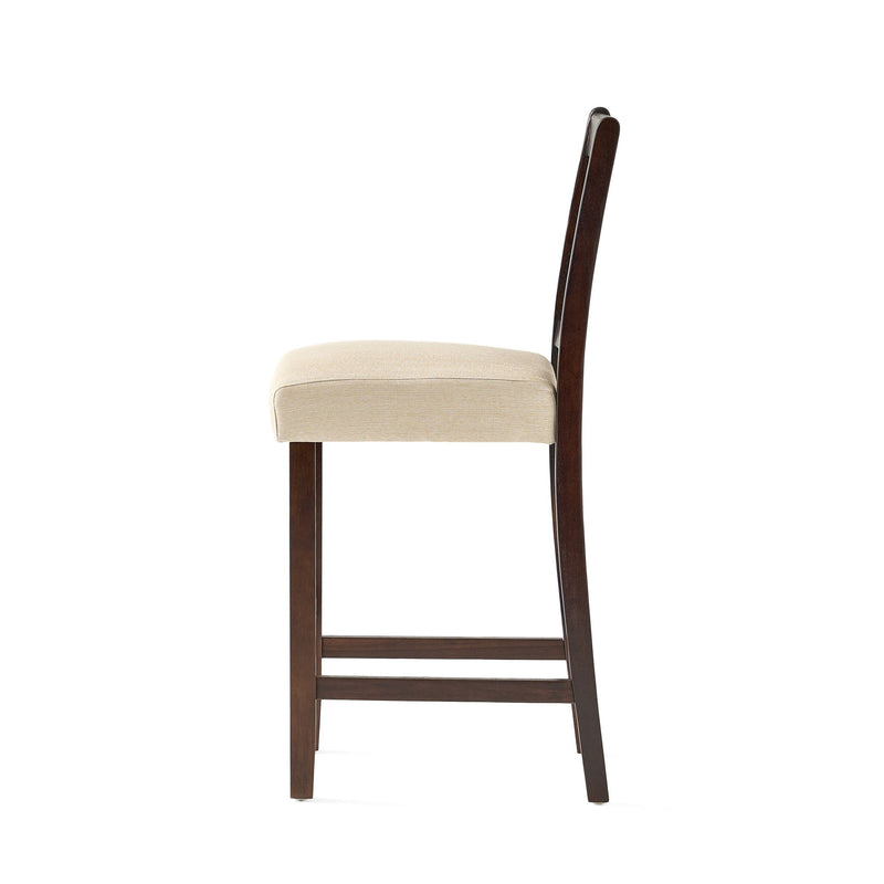 Upholstered Dining Chairs, Modern Dining Room Chairs For Dining Room Kitchen With Acacia Wood Legs (Set of 2) - Mahogany / Beige
