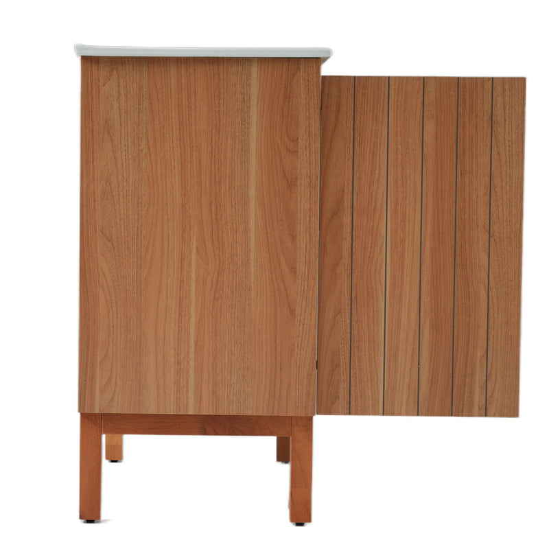 Bathroom Vanity With Sink, Minimalist Design, 45 Degrees Free Handle Doors - Antique Natural