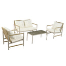 4 Pieces Patio Furniture Set, PE Rattan Wicker With Washable Cushion And Tempered Glass Tabletop, Conversation Furniture For Garden Poolside Balcony