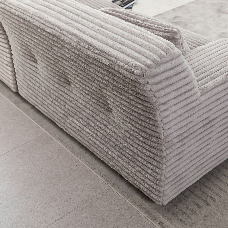 Modern Comfortable Cloud Sofa, Soft Plush Corduroy With Square Armrests