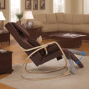 Comfortable Relax Rocking Chair With Full Massage Function Cotton Fabric Air Pressure - Brown