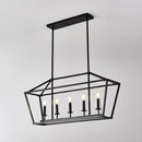 5 Light Farmhouse Kitchen Island Lighting, 5 Light Industrial Linear Chandelier For Dining Room Metal Hanging Pendant Light Fixture For Bedroom Living Room Hallway Conference Room - Matte Black