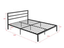 Queen Size Metal Bed Frame with Headboard Charcoal Grey