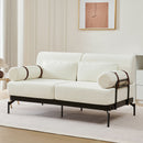 Modern Loveseat Sofa 2 Seater With USB Ports, Cylindrical Armrests