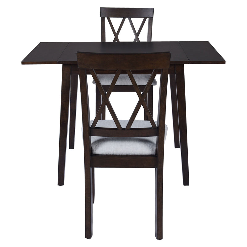 3 Piece Kitchen Dining Set With Drop Leaf Dining Table And 2 Dining Upholstered Chairs, Dining Room Set For Small Places