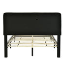 Full size Upholstered Platform Bed with Storage Headboard, Sensor Light and a set of Sockets and USB Ports, Linen Fabric, Gray