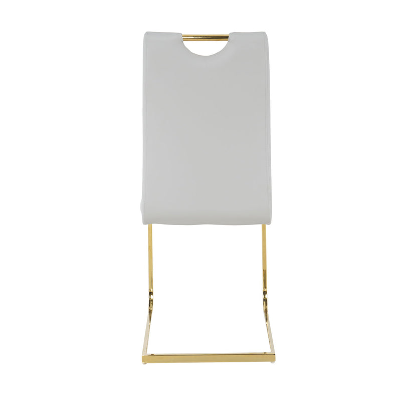 Modern Style Glass Dining Table With Elegant Transparent Design, Solid Support Base, Pale Yellow Dining Chair Set With Gold-Plated Legs, Suitable For Restaurant Kitchens