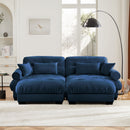 Modern Sectional Sofa With Ottoman, Round Bolster Armrests, Waist And Throw Pillows