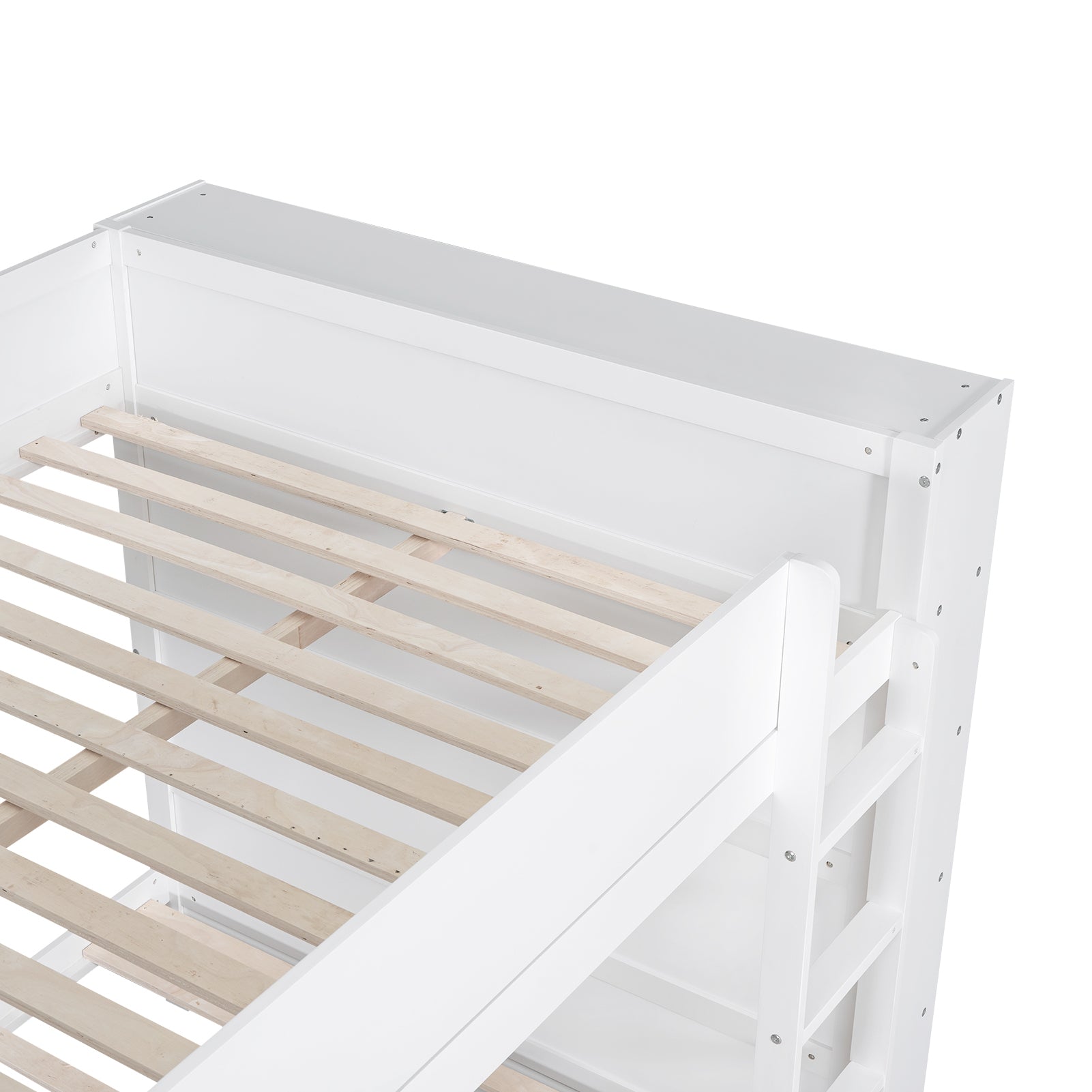 Full over Full Bunk Bed With 2 Drawers and Multi-layer Cabinet, White - Atlantic Fine Furniture Melbourne FL