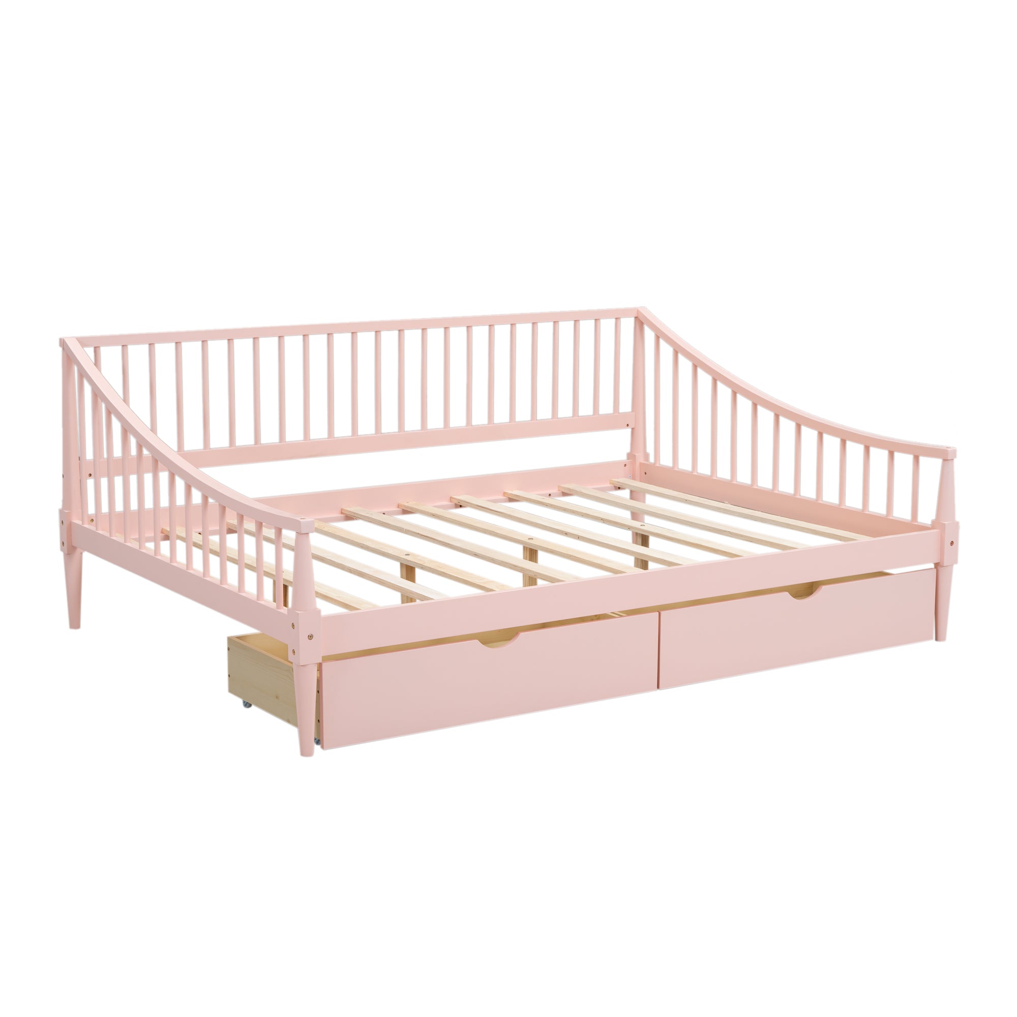 Full Size Daybed with Two Storage Drawers and Support Legs, Pink - Atlantic Fine Furniture Melbourne FL