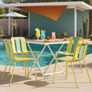 4 Piece Set Of Modern Striped Single Chairs With Folding Square Table