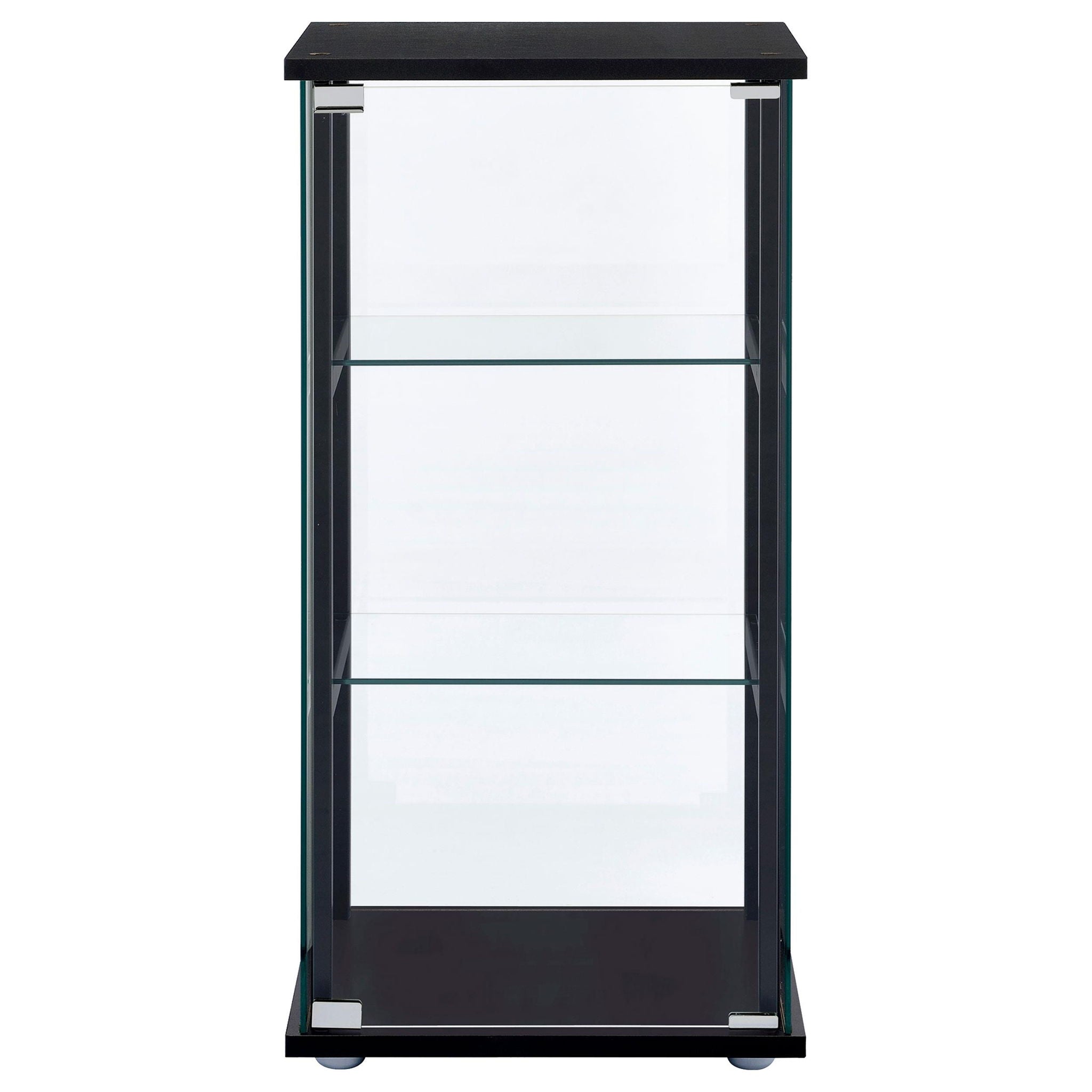 Cyclamen 3-shelf Clear Glass Curio Display Cabinet Black