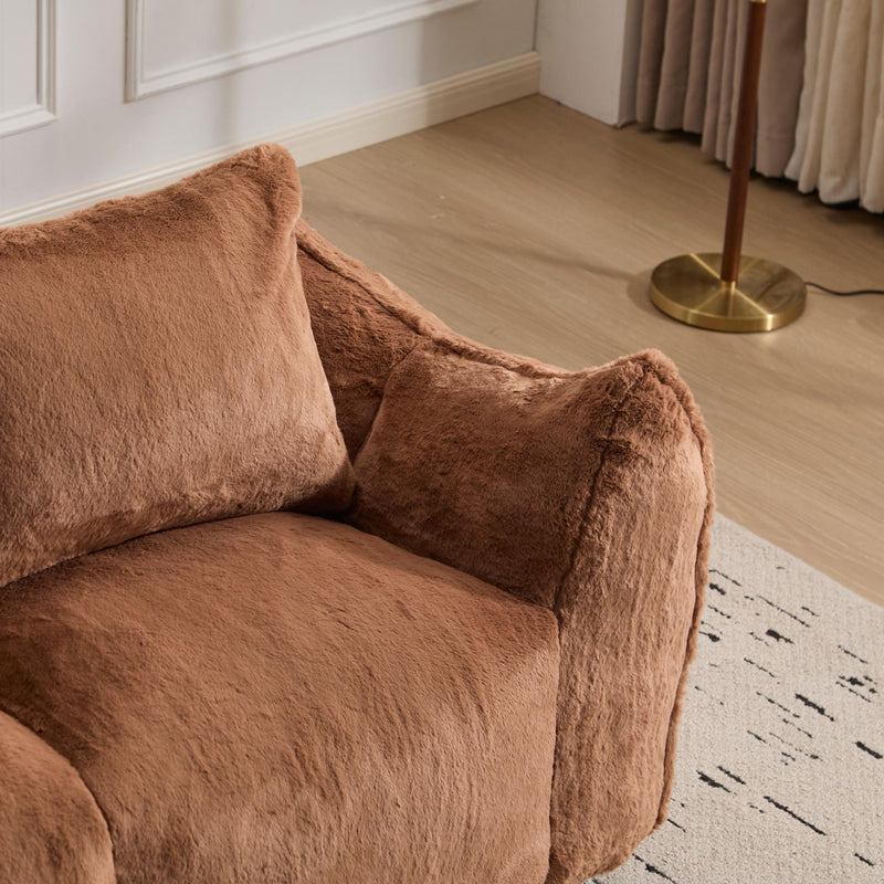 Giant Bean Bag Couch, Ultra Soft Fluffy Loveseat For Living Room Reading Chair With Pillows - Brown