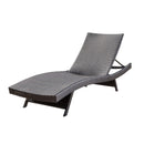 Mysticism Outdoor Chaise Lounge With Adjustable Backrest And Foldable Legs - Brown Multi