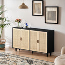 Elegant And Functional Rattan Decorative Storage Cabinet With 4 Doors