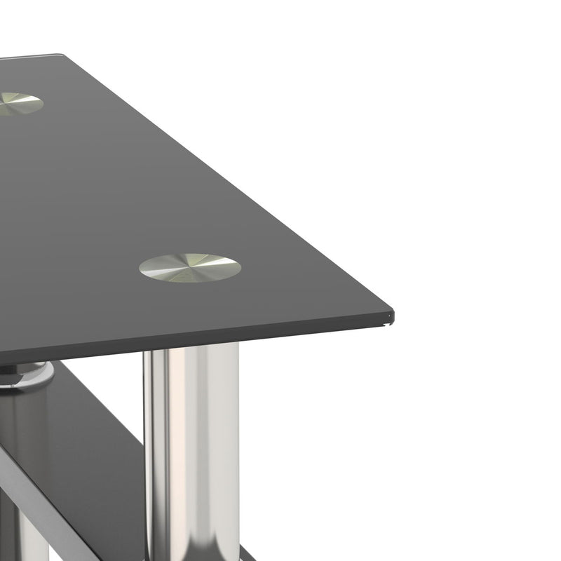 Modern Tempered Glass Tea Table, End Square Table For Living Room - Black