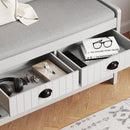 Modern 3 In 1 Hallway Hall Tree With Storage Drawers, Coat Rack, Shoe Rack Bench And Cushion
