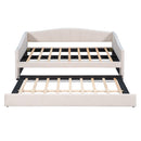 Upholstered Daybed Sofa Bed With Trundle Bed And Wood Slat
