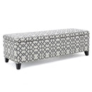 Quotient - Upholstered Storage Ottoman With Tapered Block Feet - Gray / White