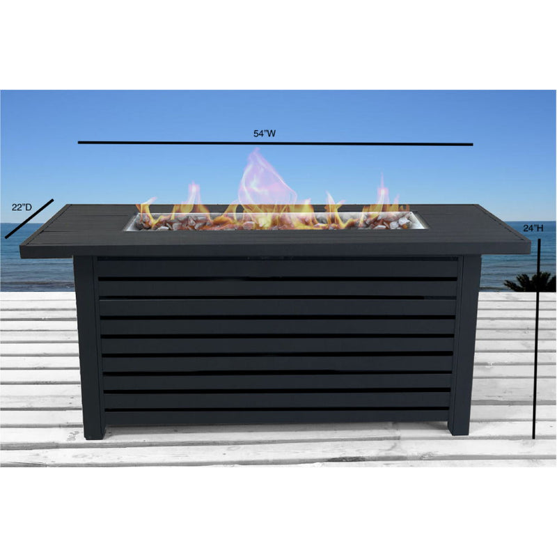 Propane / Gas Outdoor Fire Pit Table With Lid Durable Construction - Black