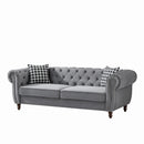 Chesterfield Velvet Upholstery Fabric Sofa With Roll Armrest & Nailhead