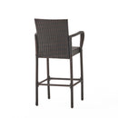 Outdoor Rattan Wicker Bar Chair With Metal Frame - Brown