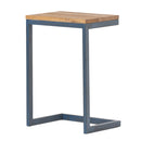 C Shaped End Table With Iron Base And Fir Wood To