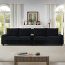 Modern 4 Seater Corduroy Sofa Couch With USB Ports And Hidden Storage