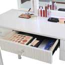 Mirrored Makeup Vanity Table Set With Adjustable Lighting And Storage