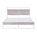 Queen Size Metal Platform Bed Frame with Sockets, USB Ports and Slat Support ,No Box Spring Needed White