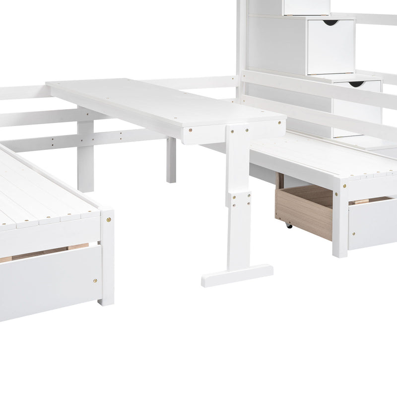 Bunk With Staircase, The Down Bed Can Be Convertible To Seats And Table Set