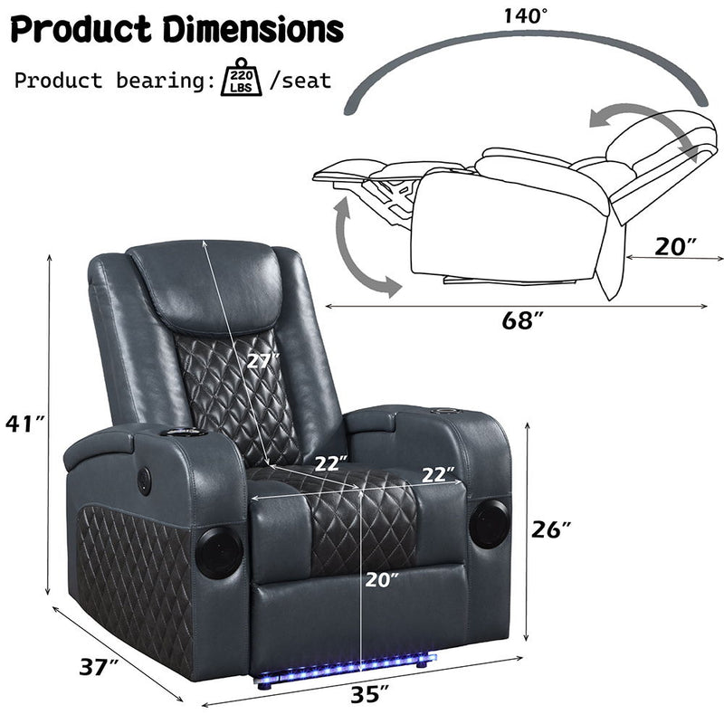 Alair - Power Motion Recliner With Bluetooth, Wireless Charger & Cupholder