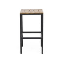 Outdoor Bar Stool With Slat Design And Metal Frame (Set of 2)
