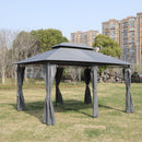 13 0 Ft Outdoor Patio Gazebo Canopy Tent With Ventilated Double Roof And Side Wall (Detachable Curtain Included On All Sides) Suitable For Lawn Garden Backyard And Deck - Gray