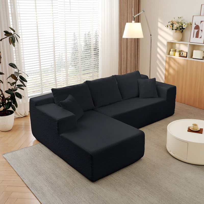 Modular Cloud Sectional Couch With L Shape Chaise, Deep Seat - Black