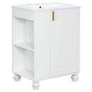 Classic Retro Bathroom Vanity With Sink, Door Shelf, Side Open Storage Frame