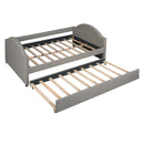 Full size Upholstered Daybed with Twin Size Trundle, Wood Slat Support, Gray(OLD SKU :LP000118AAE)